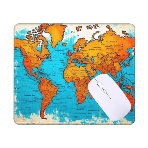 Tapis de Souris Carte du monde Tapis de Souris Gamer, Tapis de Souris 60 x 40 cm Sous Main Bureau Imperméable Tapis Souris, Bords Surpiqués Tapis de Bureau pour Bureau Decor, Cadeaux pour Femmes T9779