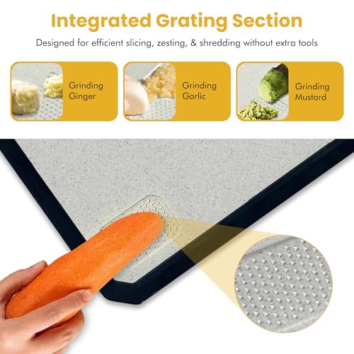 Tabla de Cortar Doble Cara de Acero Inoxidable y Trigo – Superficie No Porosa, Resistente a la Oxidación, Apta para Lavavajillas, Amigable con Cuchillos para Preparación de Alimentos miniatura 3