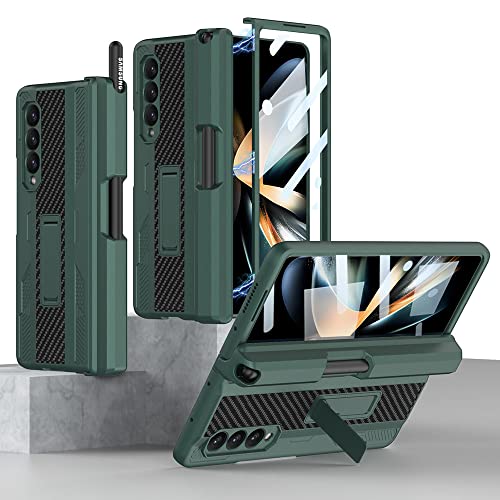 Coque pour Samsung Galaxy Z Fold 3 5G antichoc verte avec fente stylo et support écran