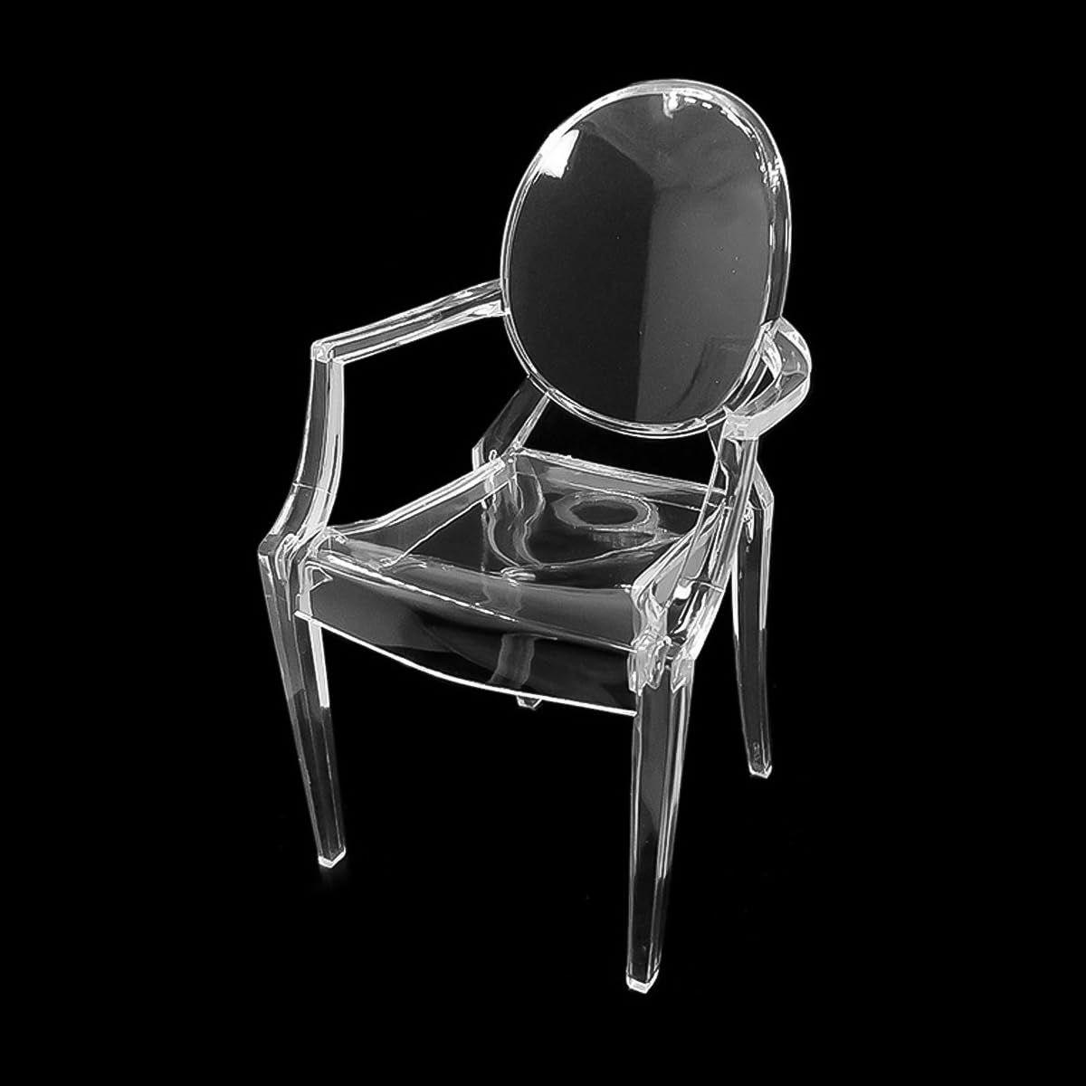 Nicear Dollhouse Ghost Chair Miniature 1/6 Scale Club Accent Chair Acrylic Figurine Mini Clear Lounge Seat Modern Furniture - Image 2