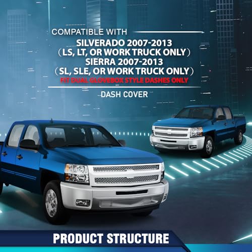 PIT66 TPE Dash Cover Dashboard Panel Compatible with Chevy Silverado/GMC Sierra 2007 2008 2009 2010 2011 2012 2013, Fit Dual Glovebox Style Dashes Bezel (Cover ONLY NOT A Replacement) - Image 3