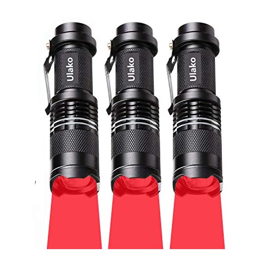 Ulako Red Light Single 1 Mode 150 Yards Tactical Adjustable Focus Zoom LED Magnetic Flashlight Torch for Coyote Hog Pig Varmint Predator Hunting Astronomy