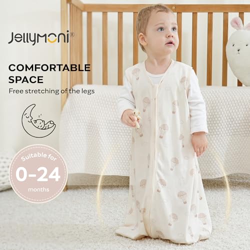 Image of JELLYMONI Baby Sleep Sack 0-6M, 0.5 TOG, 100% Cotton Wearable Blanket | 3 Pack, Soft Cotton Fabric, Breathable Lightweight Sleeveless Sleep Sack, Pre-Shrunk, 2-Way Zipper