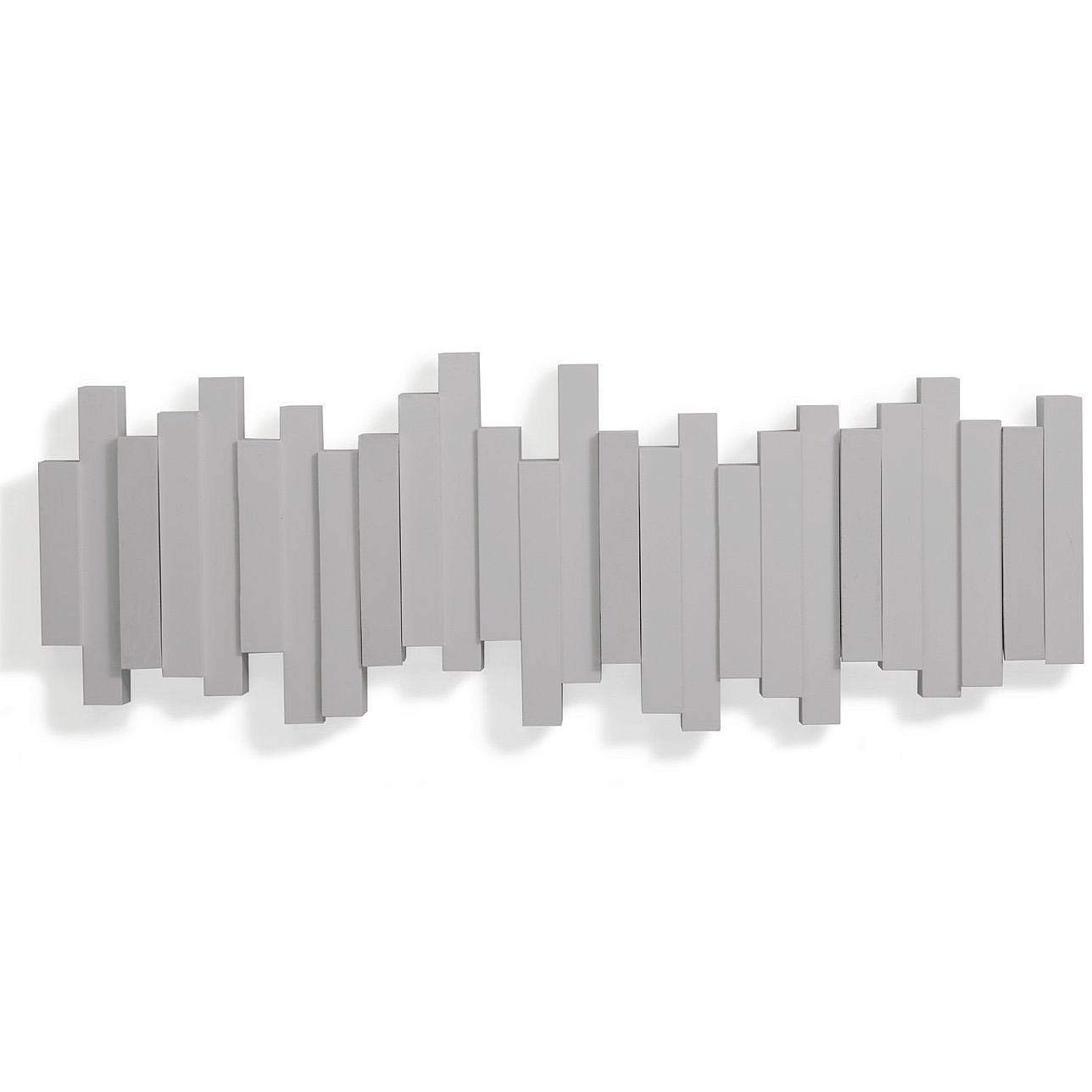 Umbra Sticks Multi Hook Coat Rack – Modern, Unique, Space-Saving Coat Hanger with 5 Flip-Down Hooks for Hanging Coats, Scarves, Purses and More, Gray