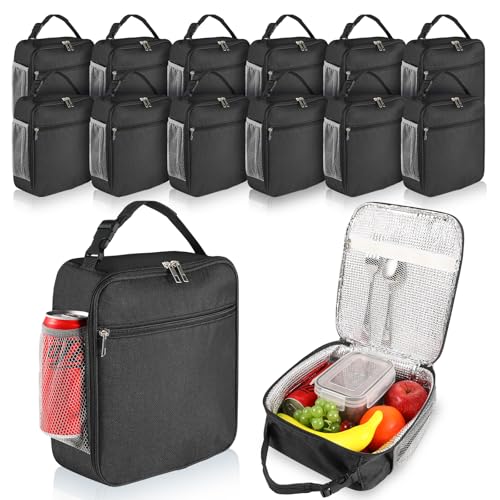 12 Pack lunch box Bulk,Insulated Reusable Lunch Bags with Aluminum