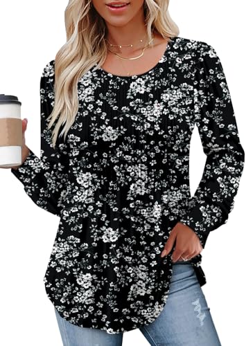BETTE BOUTIK Long Sleeve Shirts for Women Fall Tops Dressy Blouses Crewneck Tunic Tops for Leggings S-3XL