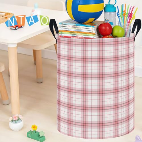 Image of NTAOHAMPER Laundry Hamper, Waterproof Storage Bin, Baby Nursery Hamper, Clothes Organizer Basket, Room Decor (Pink Plaid)