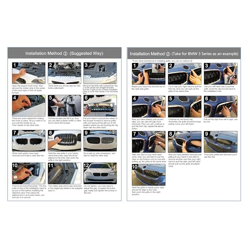 X AUTOHAUX Front Upper Hood Bumper Grille Grill for BMW 325i E90 2005-2008 Front Left Right Upper Bumper Kidney Grille Grill Signal Slat Gloss Black Pair - Image 6