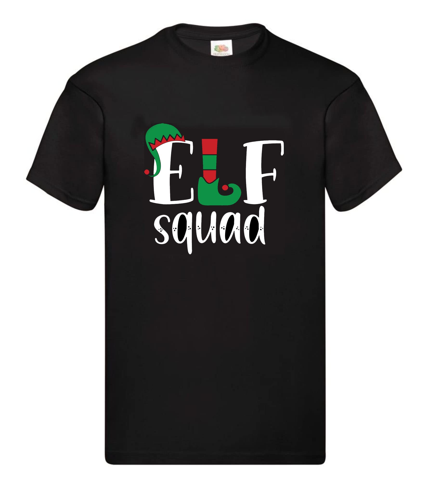 Saute Styles Unisex Black - Elf Squad Mens Christmas T Shirts Ladies Xmas T-Shirts Tee Tops Womens Novelty Funny Holiday T-Shirt Elf Squad Bk 2XL