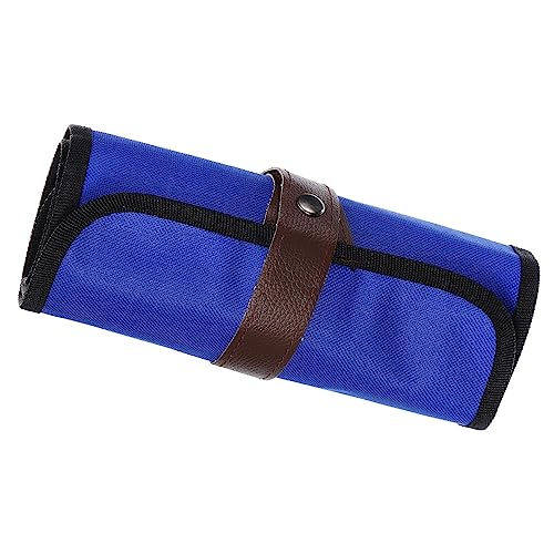 Image of PATIKIL Handmade 48 Slots Roll Up Pencil Case, Oxford Cloth Pencil Wrap Pouch Pen Holder Organizer for Artist Drawing Coloring Sketching, Blue
