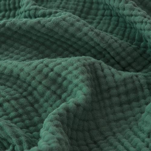 EMME Cotton Muslin Throw Blanket Couch Breathable Gauze Blanket Soft Lightweight Blankets Adults (Forest Green, 50"x60")