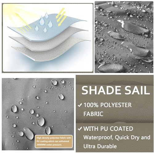 Toldo vela rectangular con ojales, malla soplada e impermeable contra rayos UV 5