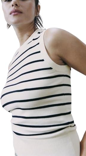 Women’s Striped Tank Top – Sleeveless Casual Summer T-Shirt, Comfortable Cotton Sleeveless Tee for Everyday Wear