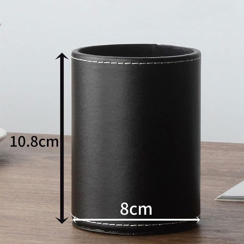 Circular Penholder Stationery Storage Box Leather Business Desktop Office Supplies image 3