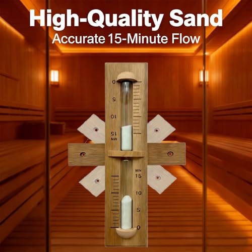 15 Minute Sauna Sand Timer, Red Cedar Sauna Hourglass, Heat-Resistant 360° Rotating Wooden Sand Clock, Wall-Mounted Sauna Accessories for Infrared & Traditional Sauna,SPA - Image 4