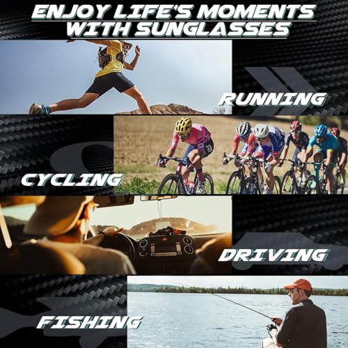 Image of SUNGAIT Carbon Fiber Sunglasses Men Sports Rimless Polarized Shades for Driving Fishing Running Gifts Eye Protection