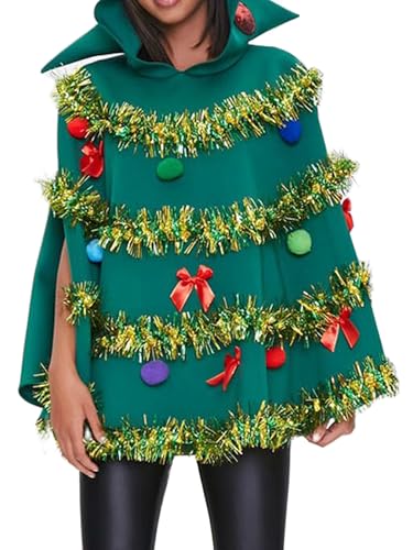 Poncho de sapin de Noël pour femme vêtement de fête et déguisement original