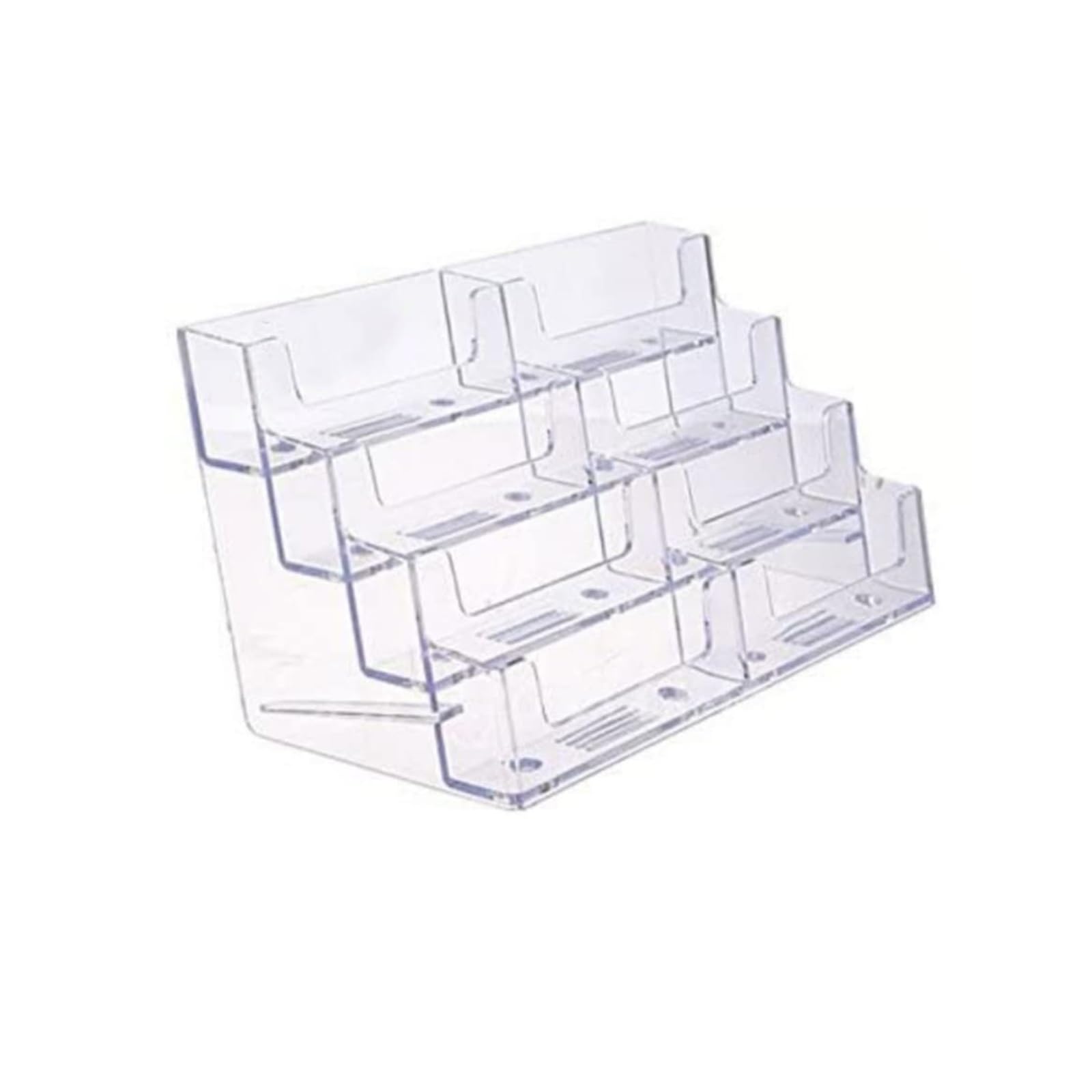 FSLXZPKJ Durable 4-Tier Acrylic Business Card Holder - Clear Desktop Organizer for Office Use Light Luxury Appeal