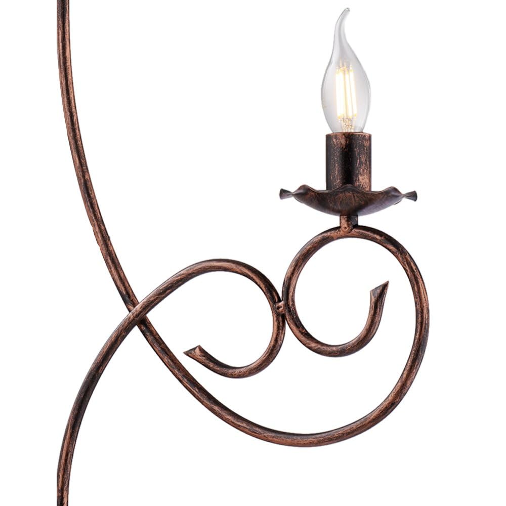 Be-Light Lampadario Provenzale Candelabro 3 Luci Ferro Battuto Nero E Rame