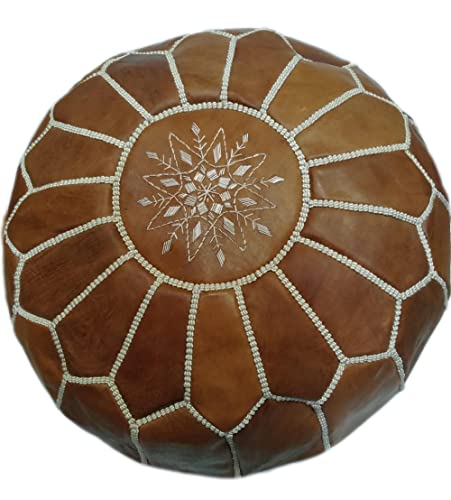 Treasures Of Morocco Moroccan Hand Made Pouf Leather Luxury Ottomans Footstools Cover Satifaction Guarranteed Brown
