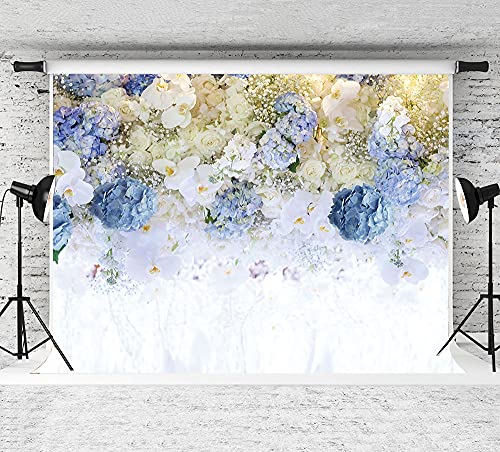 Fondo Fotográfico Flores Azules y Rosas 210x150 cm miniatura 1