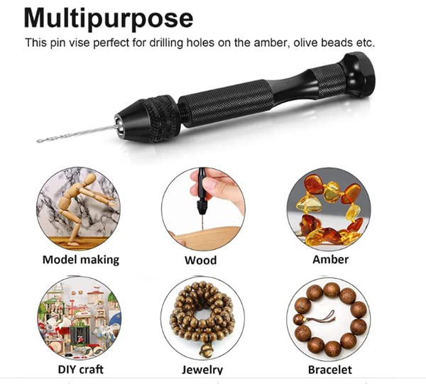 Precision Pin Vise Hand Drill with 25pcs Micro Twist Drill Bits Set (0.5-3.0mm) Mini Hand Drill Rotary Tool for PCB,Metal,Wood,Jewelry,Plastic 1