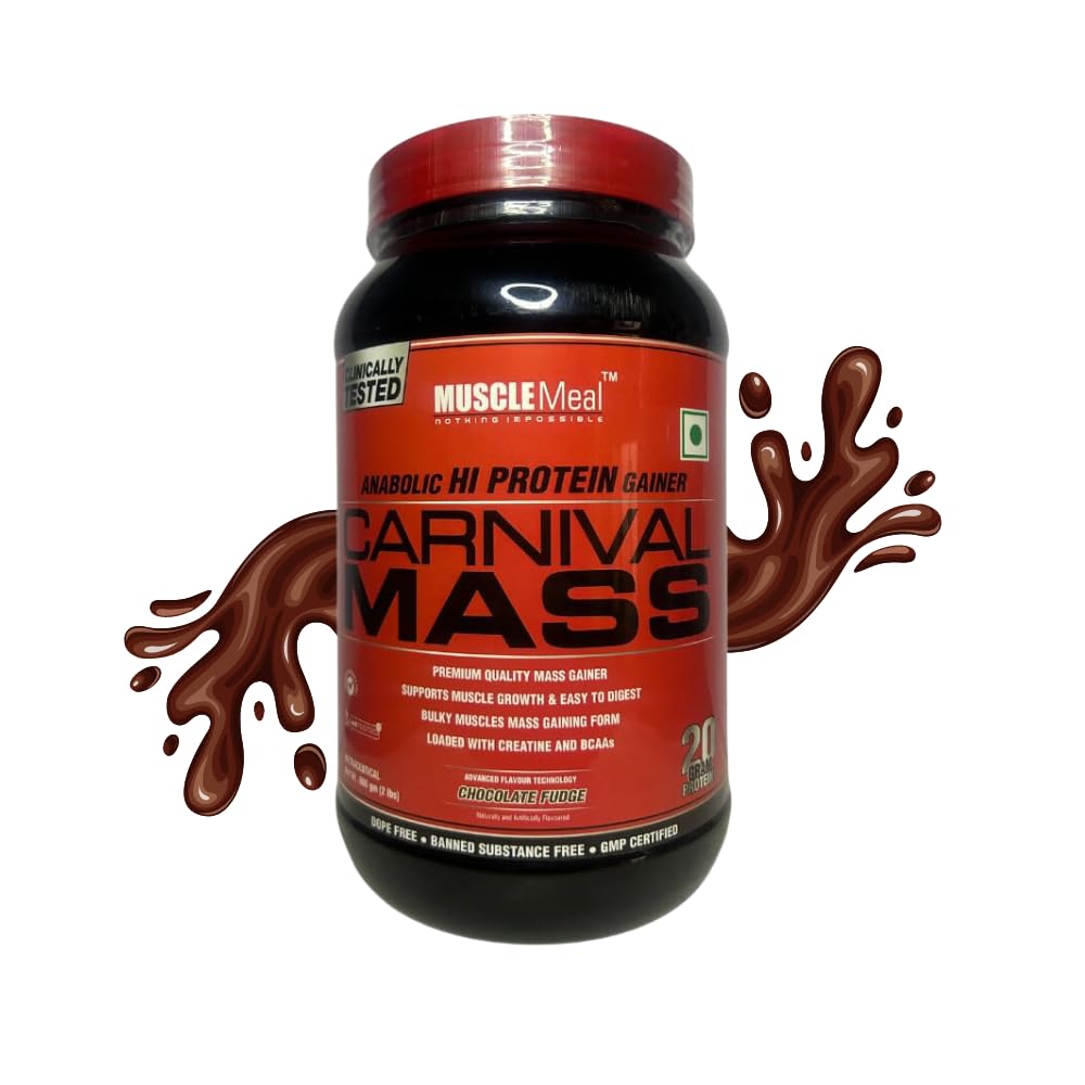 MUSCLE MEAL | Anabolic Hi Protein Gainer | Carnival Mass | Chocolate Fudge | Whey Protein | Mass Gainer | Easy to Digest | Creatine & BCAAs | 20g Protein/100g | 900g (B0CQVJS67D) Amazon Price History, Amazon Price Tracker