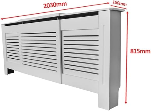 Yungeln Heizkörperverkleidung MDF 203x81x19cm verstellbar Heizungsverkleidung Heizkörper Abdeckung für Wohnzimmer Schlafzimmer Küche - weiß.