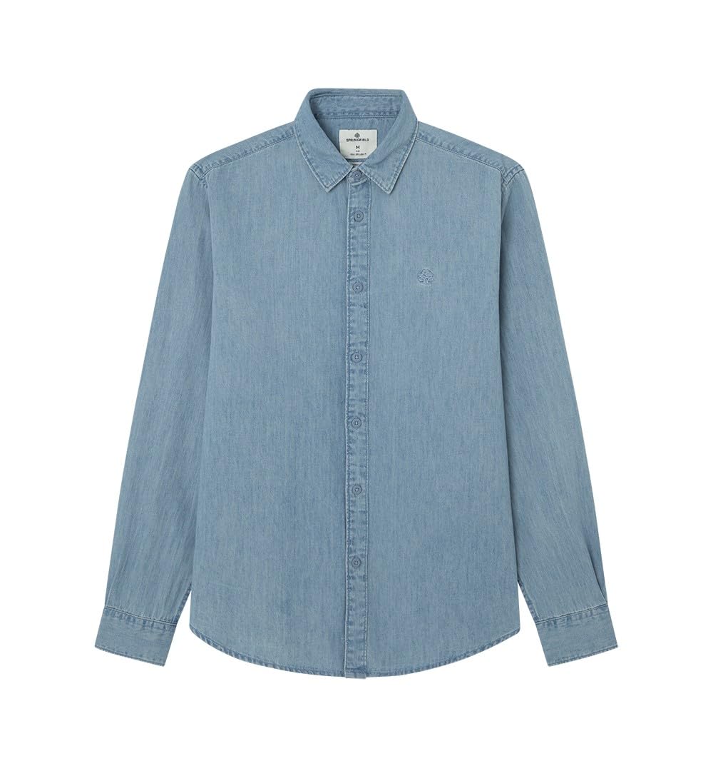 SPRINGFIELD Men's 298291 Denim Shirt, Smoky Blue, M