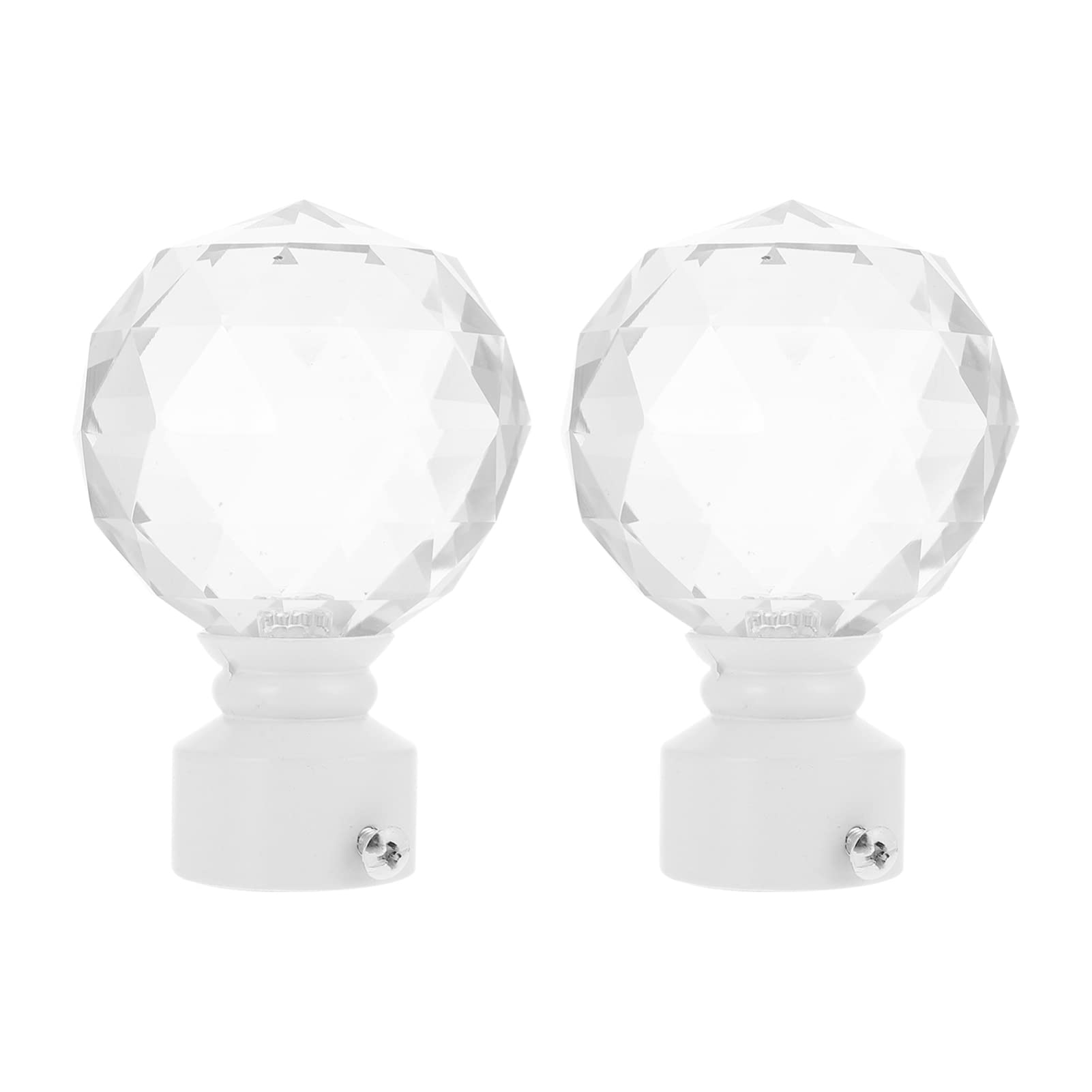 Gatuida Embouts Décoratifs et Cristal Blanc Lot de 2 Pièces pour Tringle à Rideaux en Fer Design Élégant pour Décoration de Fenêtre et Chambre à Coucher
