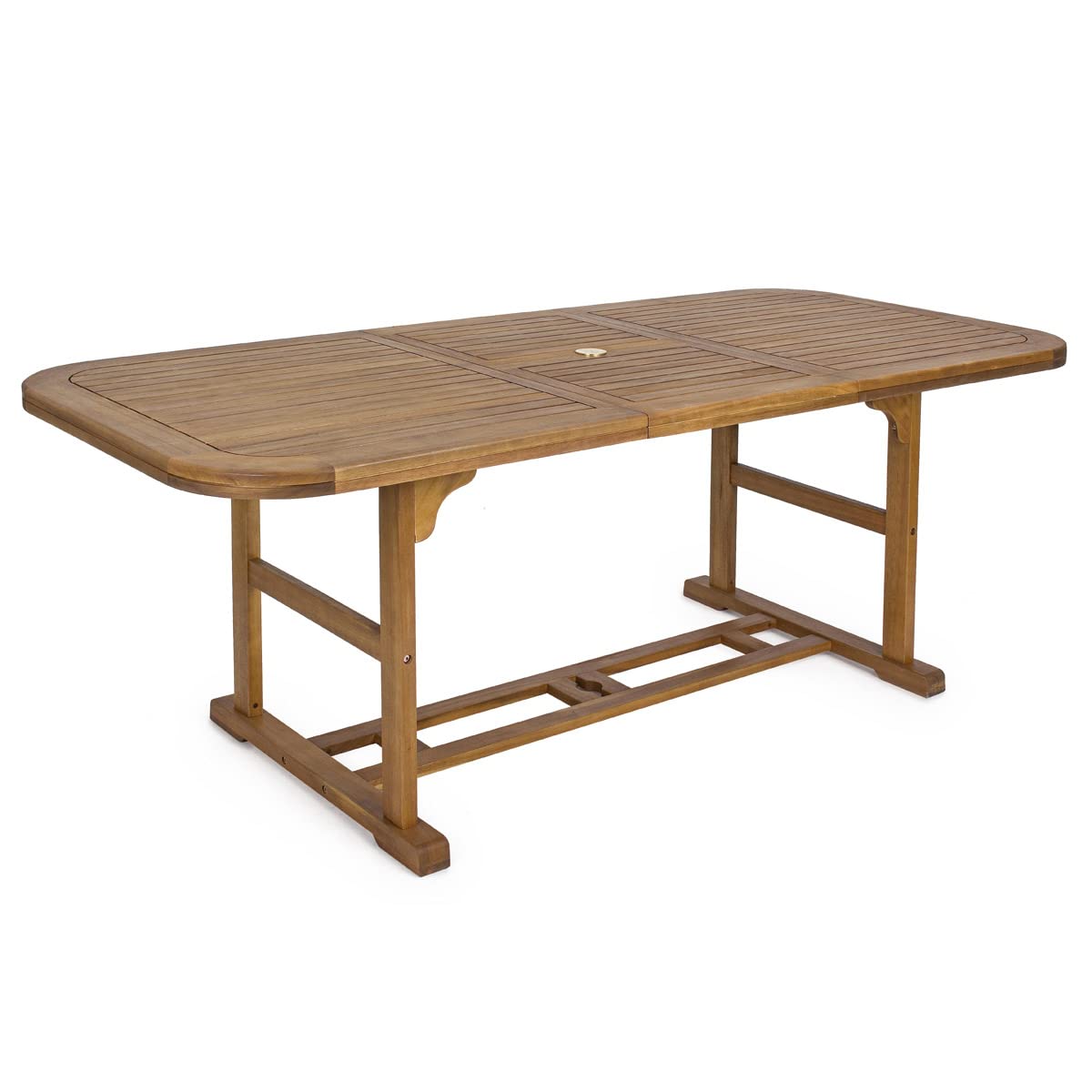 Yellowshop - NOEMI Tavolo da giardino allungabile 180/240 e 150/200 rettangolare ovale per patio terrazzo arredi esterni in robusto legno di acacia con bordo doppio (180/240 cm Rettangolare)