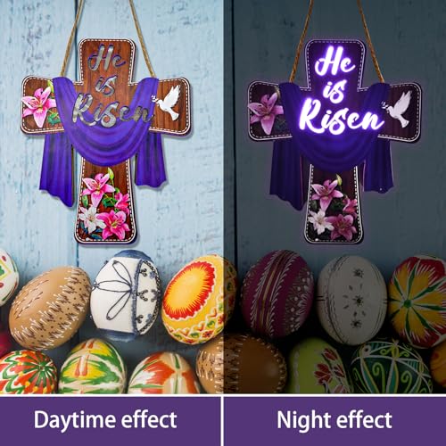 Easter-Decorations-Door-Sign-He-is-Risen-Religious-Cross-Signs-Wooden-Hanging-Christian-Lily-Flowers-Easter-Party-Supplies-Wood-Jesus-Hanger-for-Farmhouse-Front-Door-Porch-Wall-Window-Decor Easter Decorations Door Sign He is Risen Religious Cross Signs Wooden Hanging Christian Lily Flowers Easter Party Supplies Wood Jesus Hanger for Farmhouse Front Door Porch Wall Window Decor