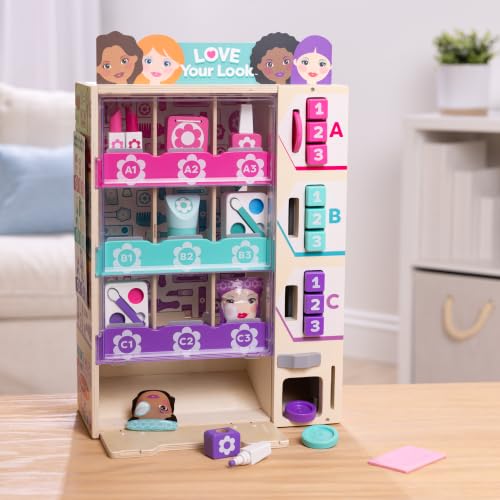 Melissa & Doug Beauty Kiosk Wooden Vending Machine Salon Play Set - image 9