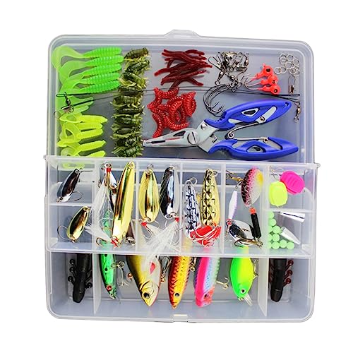 BESPORTBLE 101-piece -in-one Fishing Lure Set Full Tackle Box Treble Hooks for Freshwater Saltwater