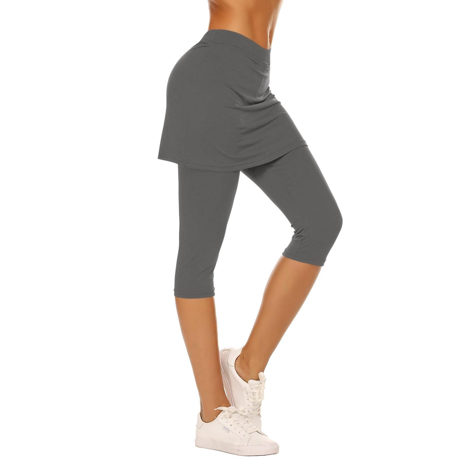 Generisch Jupe de tennis 3/4 pour femme - Confortable et douce - Avec pantalon léger - Pantalon de yoga - Corsaire de sport - Pour la course, le tennis, le golf, le yoga, le fitness