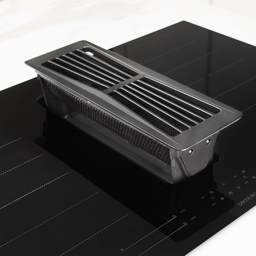 Cecotec Placa de Inducción 2 Fuegos con Extractor Integrado Bolero Squad IH 4800 FullFlex80. Potencia Máx 7400W, 15 Niveles, Booster, Bajo Consumo, Temporizador, Control Táctil, Filtros de Carbono
