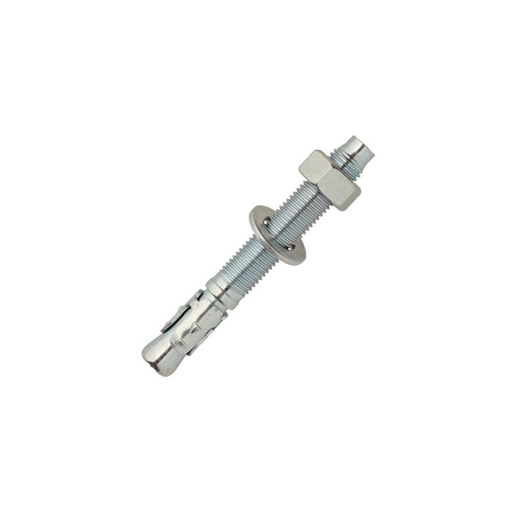 SCELL-​IT, Boîte 10 Goujons d'ancrage acier zingué M16x180x80mm, Écrou et rondelle montés, Douille en 3 éléments, Acier haute résistance, Extrémité avec chanfrein protégeant le filetage lors de la pose