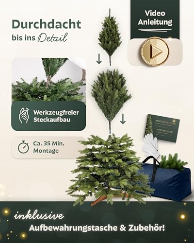 Håvn® Künstlicher Weihnachtsbaum 180 cm Nordlys – Nordmanntanne mit PE-Spitzen, dichte Zweige, Ø 125 cm… – Ansicht 3