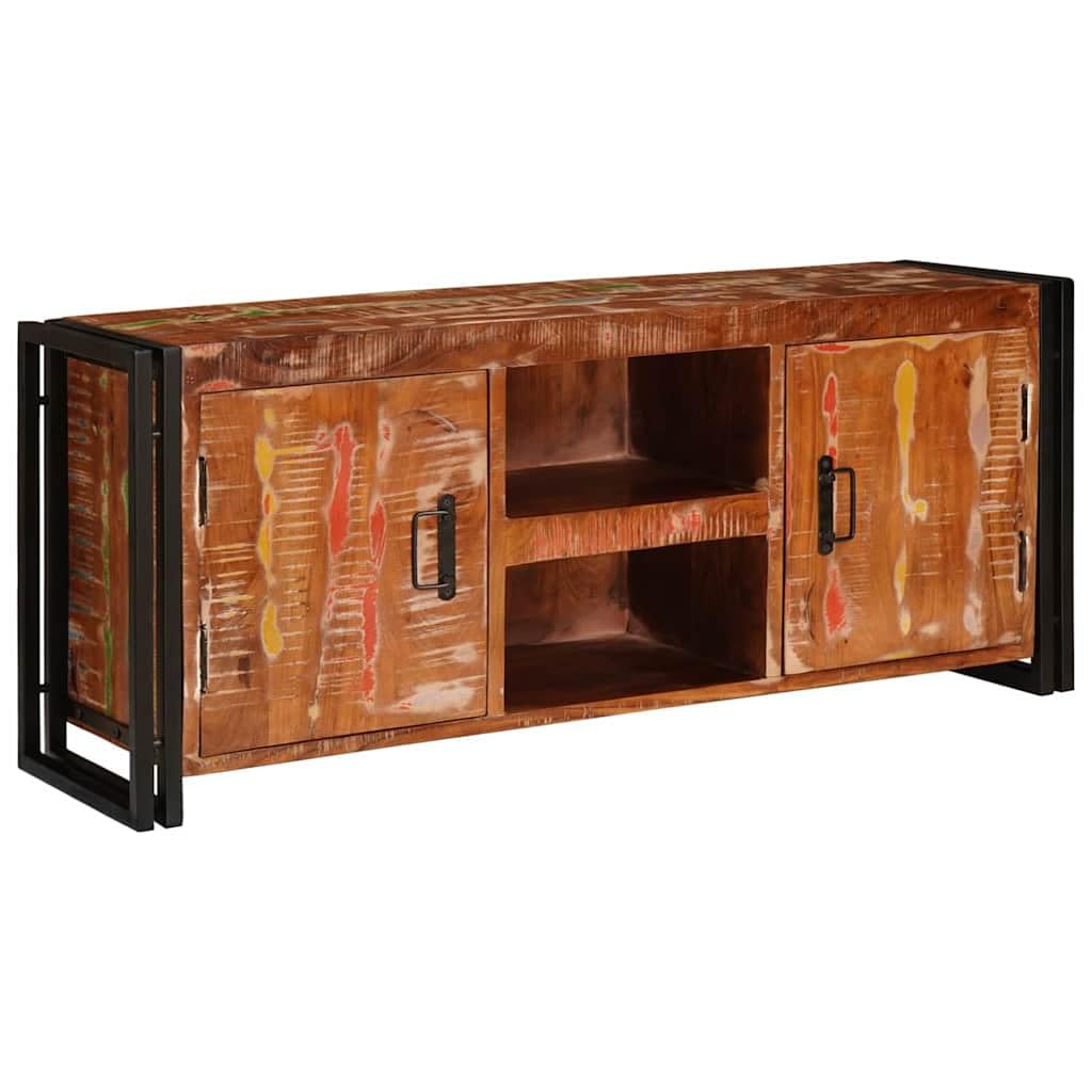 Meuble TV industriel pour salon chaleureux, buffet bas en bois de récup 120cm