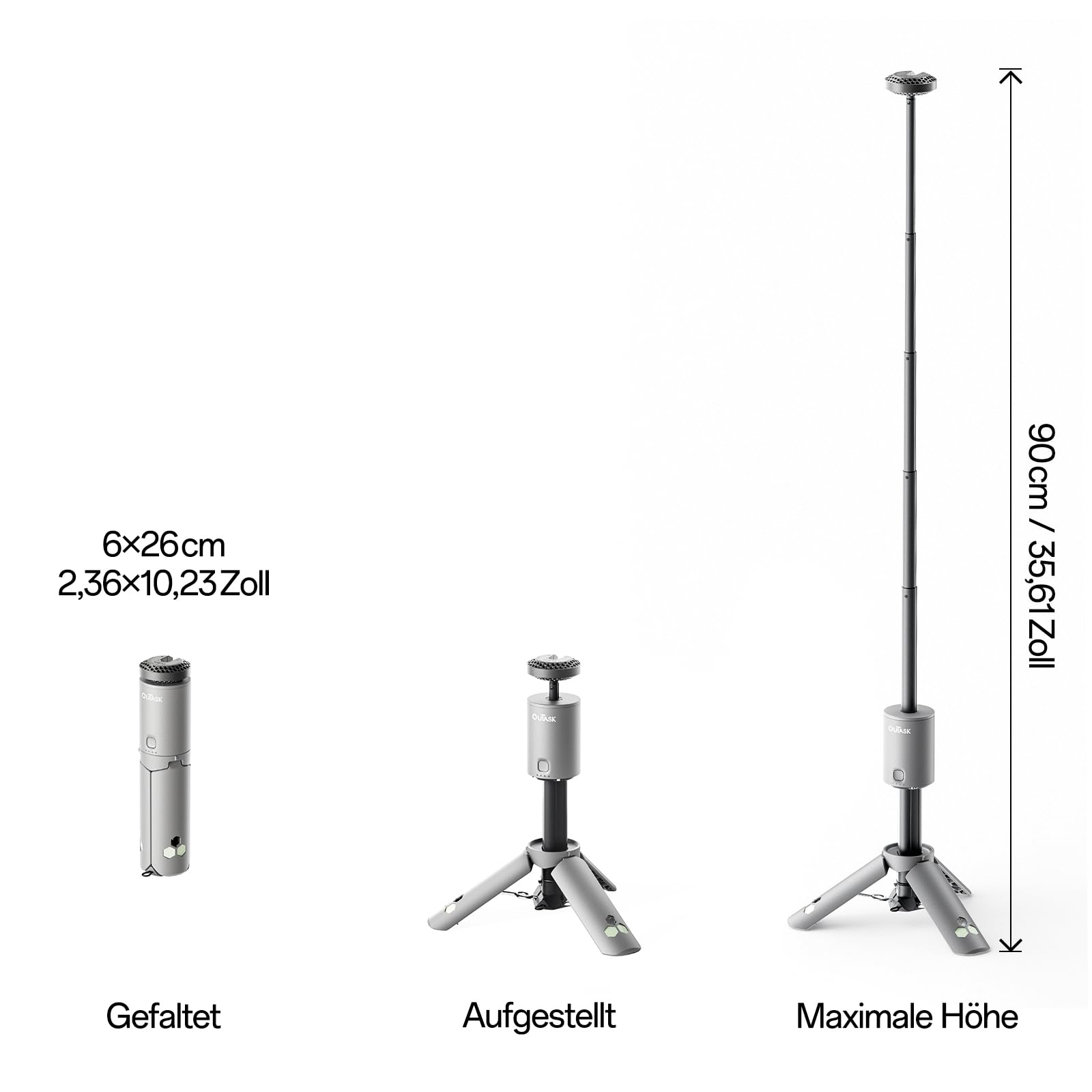 Outask Teleskop-Campinglaterne, 12000mAh LED Licht, faltbar & magnetisch, IPX6/IPX7 wasserdicht, Outdoor Lampe für Camping, Wandern, Notfall, Garten