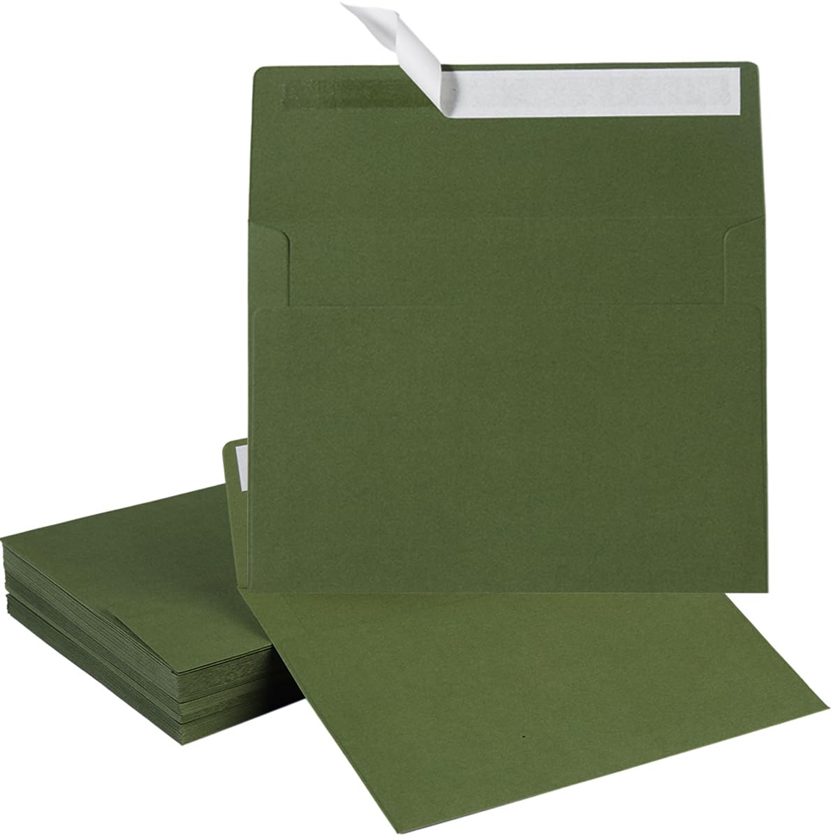 50 Pack 5 x 7 Envelopes Colored Self Seal for Wedding, Party Invitations, Greeting Cards, Announcements, Photos, 5.24 x 7.21 Inches (Olive Green) — image 1