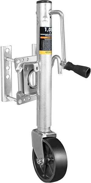 Torin 1000 lbs Trailer Jack with Wheel, Heavy Duty Swivel Boat Trailer Jack Single Wheel, 10" Lift, Bolt-on Trailer Tongue Jack for RV Boat ATR39001B-2