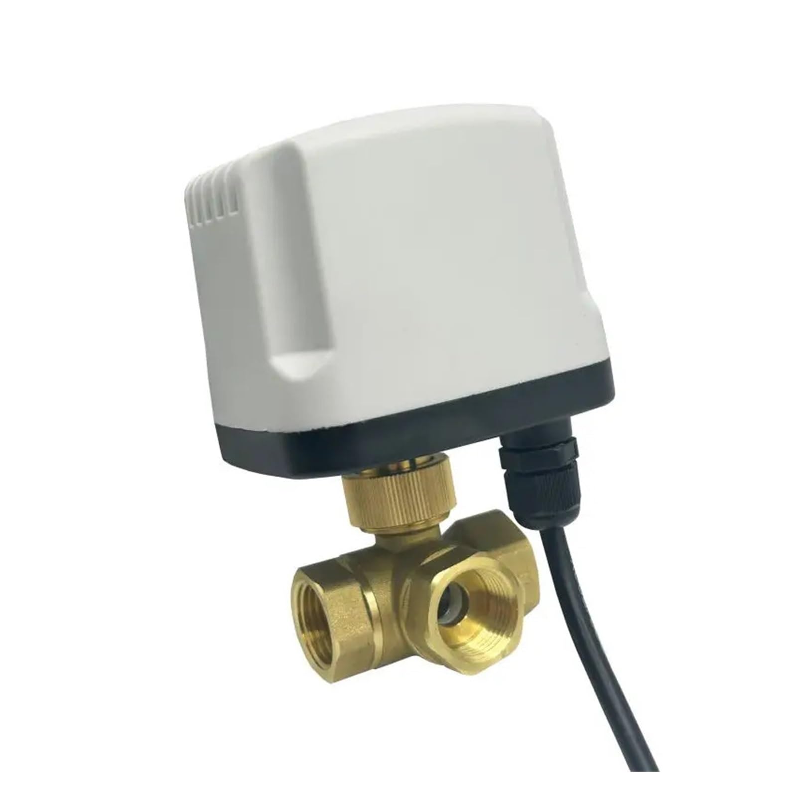 HKYPCOKVK 1'' Three Way Waterproof Motorized Ball Valve 220V 12V 24V L Type Brass Electric(220V-CR02)