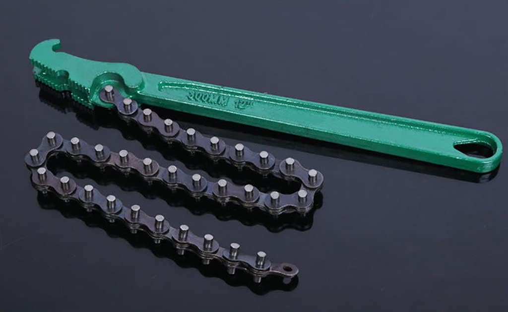 12 Inch Heavy-Duty Ratcheting Chain Wrench Oil Filter Wrench Reversible Chain Style Pipe Fitter Tools Fit Max 6 Inch Diameter (12 Inch)