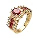 UOKOHO Red Jewelry Red Rings for Women Engagement Wedding Band 10KT Yellow Gold Filled Crystal Ring Size 8