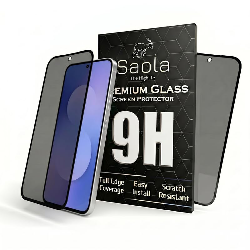 Image of Saola Ultra Privacy Tempered Glass For Samsung Galaxy S25 FE (PACK OF 1) with Free Installation Kit. Full screen Coverage. Free Replacement If Received Damaged - 6.7 inch