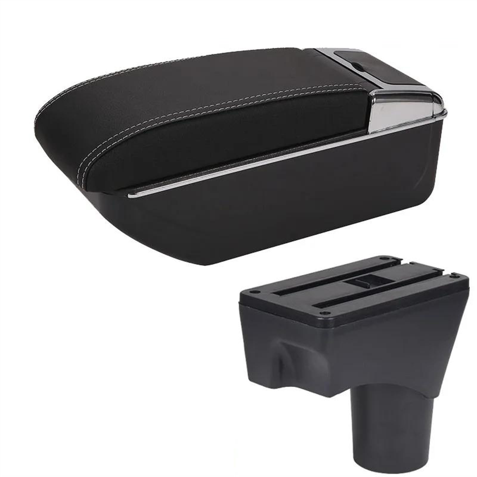 NOHEEU Car Center Console Arm Armrest Box Modification Parts For March For Micra K13 MK4 IV For Sunny 2010-2022(D3 Black white NoUSB)