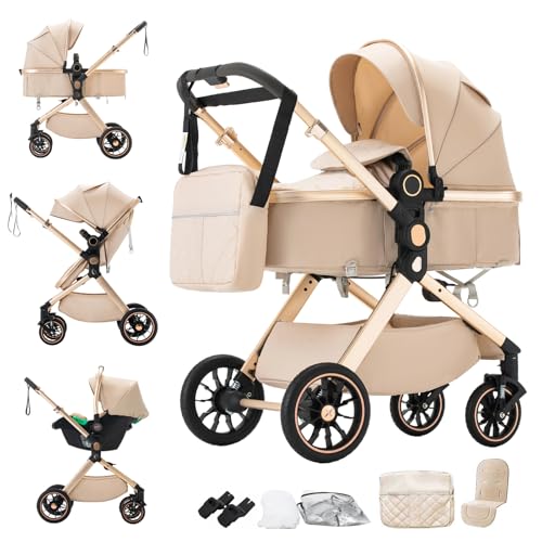 Shineey 3 in 1 Baby Stroller Travel Systems Pushchair Alumin