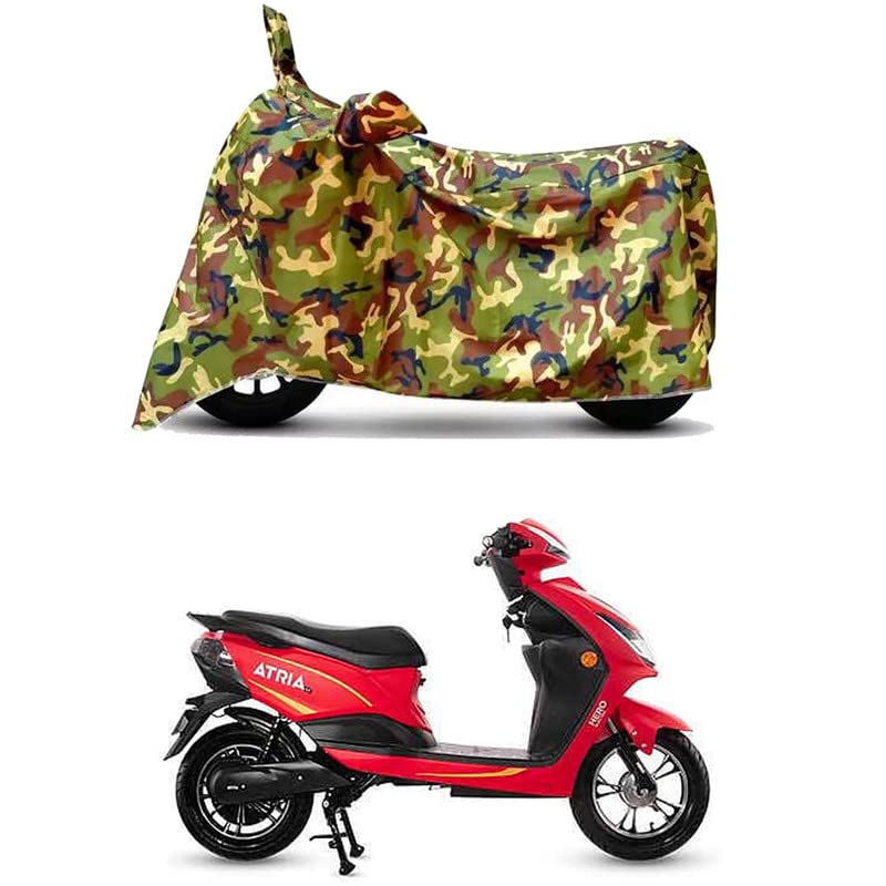 Image of Waterproof 100% PVC Coated Bike Scooty Two Wheeler Body Cover Compatible for Hero Electric Atria LX /UV-Rays /Heat Protection /Birds Dropping /Scratchproof /Dust Proof [6X6 Jungle Print]