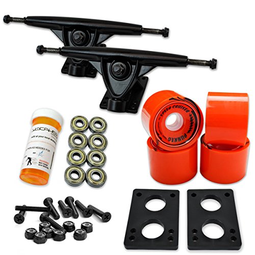 Yocaher Longboard Skateboard Trucks Combo Set w/ 71mm Wheels + 9.675" Polished/Black Trucks